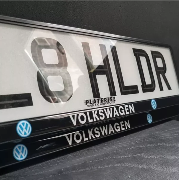 SET OF x2 VOLKSWAGEN VW Number Plate Surrounds Holders Frames. ANY VOLKSWAGEN - Image 3